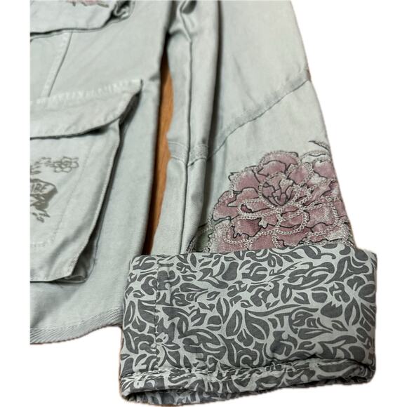 Urban Tribe Floral Embroidered Utility Jacket Green Size Small NWT - Picture 11 of 11